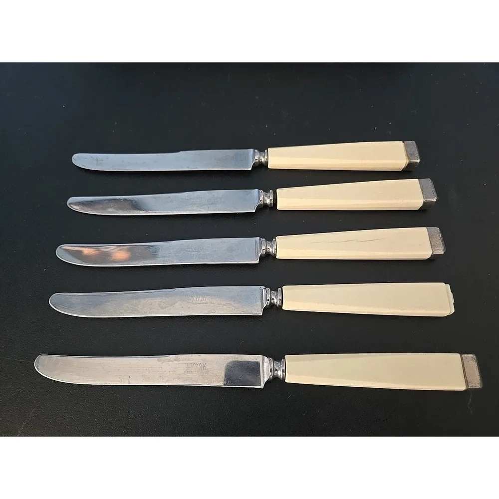 5 Hickok Stainless Germany Butter Knives + Vtg Knife‎ Case Sheffield Cuttlery